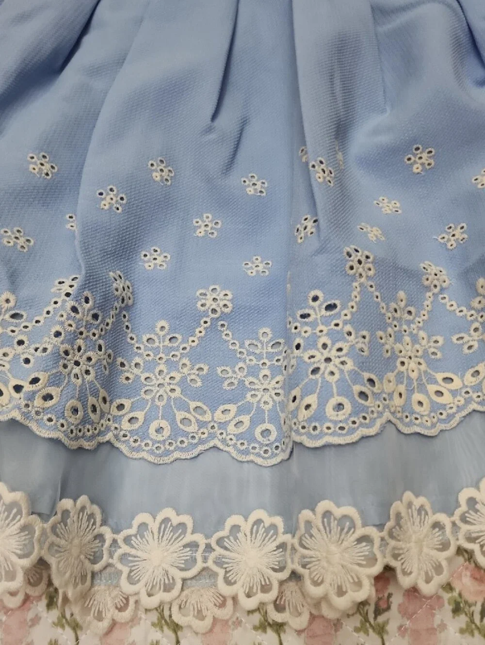 NWT LIZ LISA 🎀 Light Blue Floral Embroidered Lace Trim Bow Skater Skirt